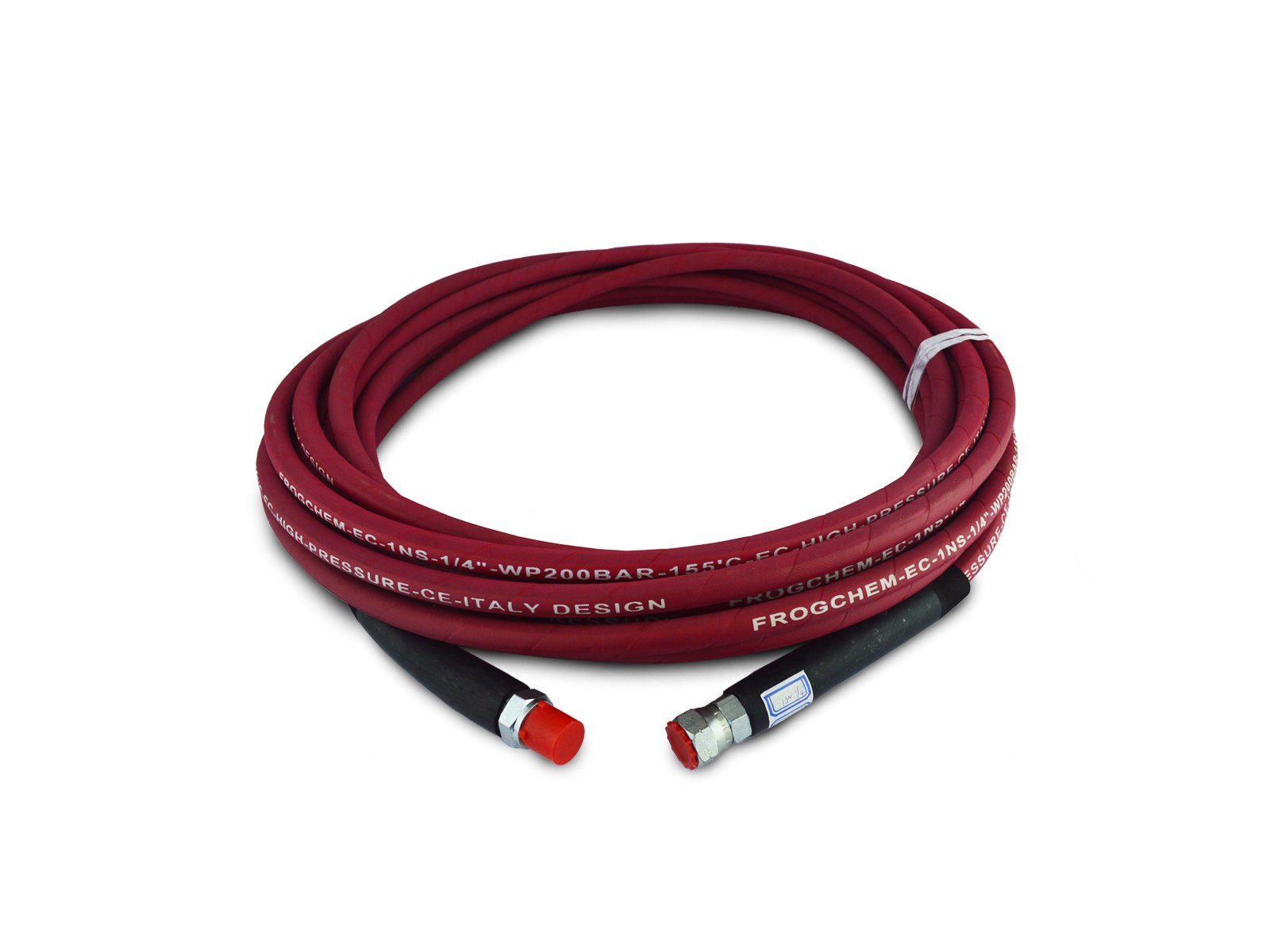 12M Red Double-Wired Hose: High-Pressure Pump 3/8" M-F, 1/4" Bore